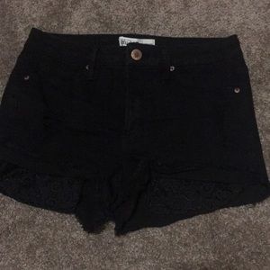 High waisted black jean shorts